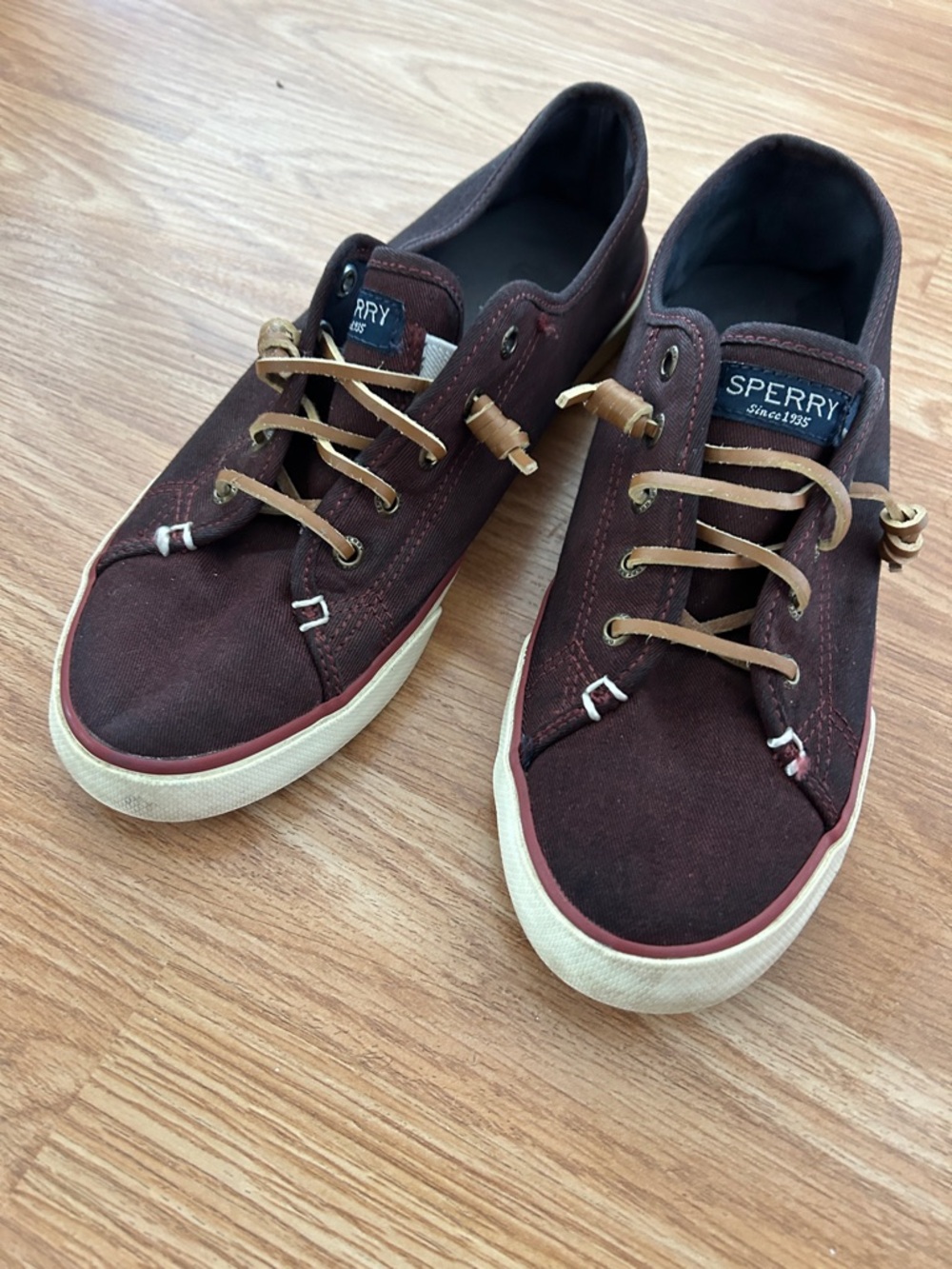 Sperry wine colored canvas Boat Sneakers